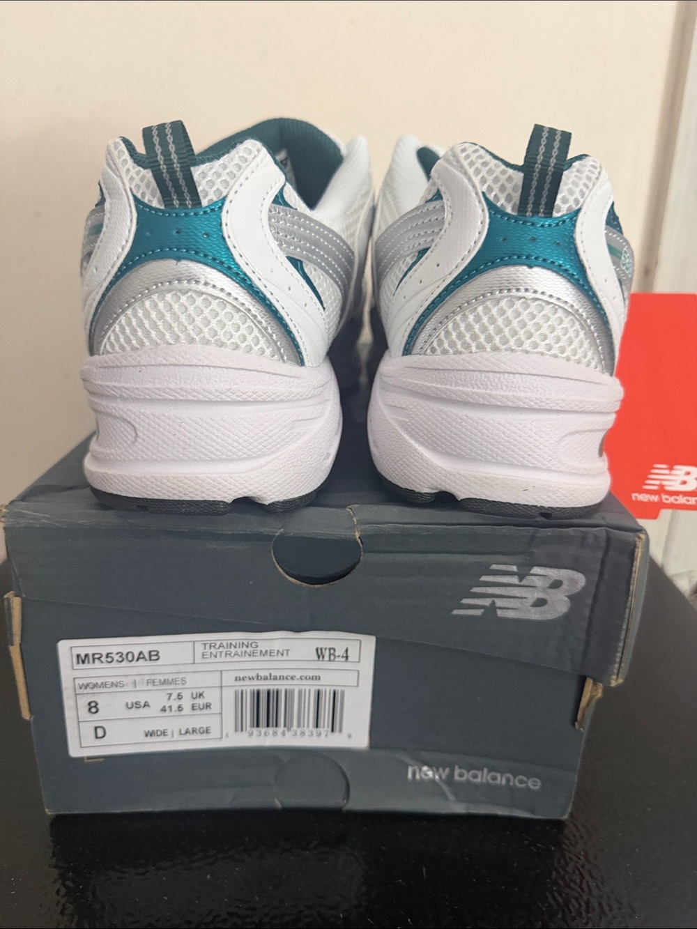 New Balance Kids White & Teal Athletic Sneakers